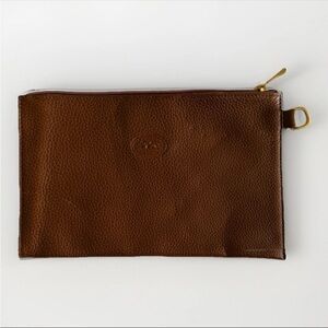 LONGCHAMP vintage leather purse pouch brown Pebbled gold hardware